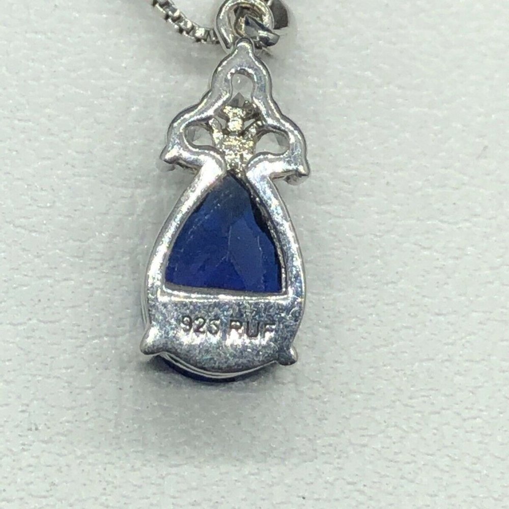 blue Sapphire and Sterling Silver Fine Jewelry teardrop necklace nwb $179 - Picture 7 of 11
